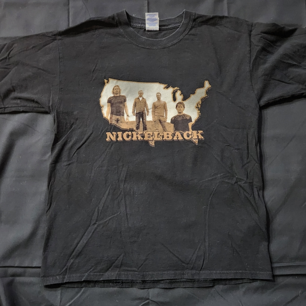 Vintage Y2K Nickelback Large 2004 The Long Road Tour Rock Band T Shirt
